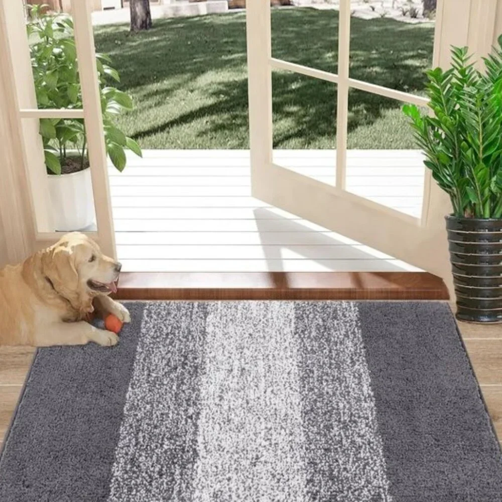 20x32Inch Indoor Doormat, Non-Slip, Absorbent Mud Trapper Mat for Entryway, Grey
